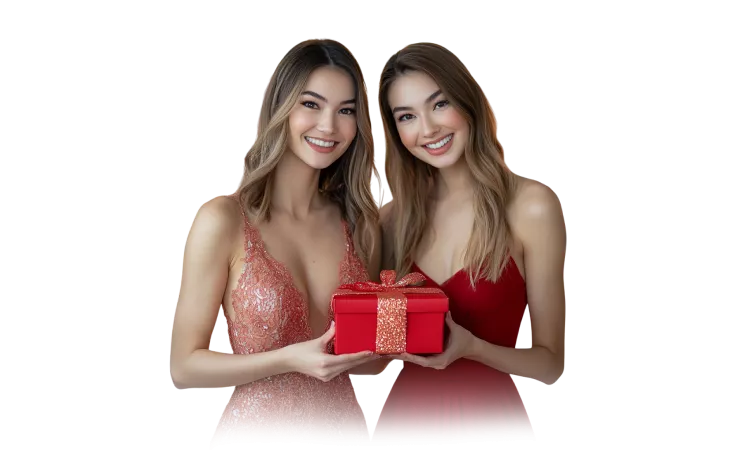 Girls with a gift box
